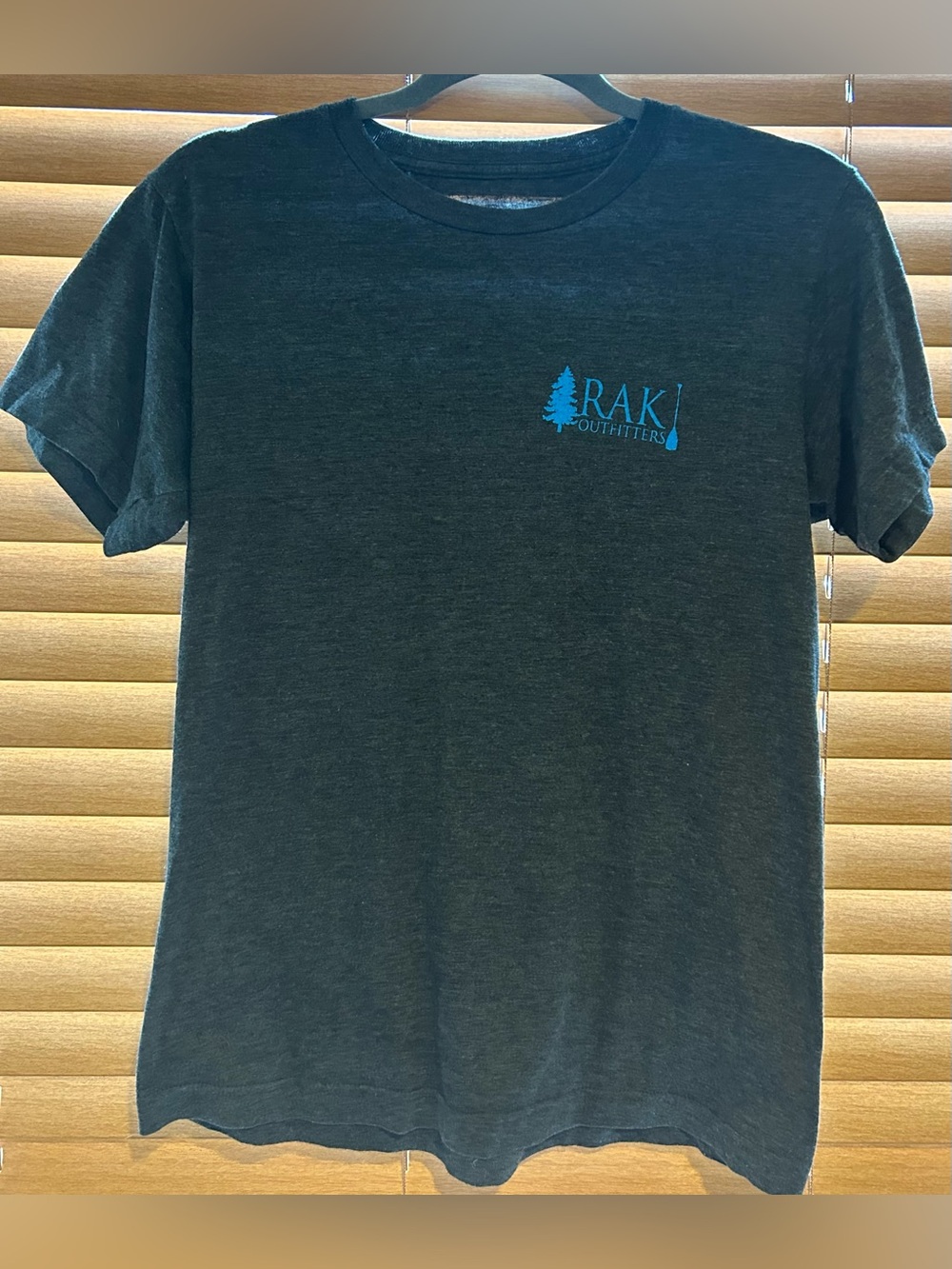 RAK Unisex Charcoal Heathered Short-Sleeve Crew Tee with Blue Logo